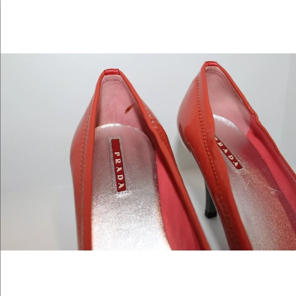 PRADA CORAL PATENT Leather Pumps Classic Heels - Picture 4 of 8